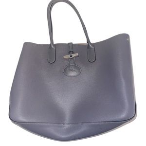 LONGCHAMP LEATHER ROUSEAU TOTE BAG GREY GORG!!!